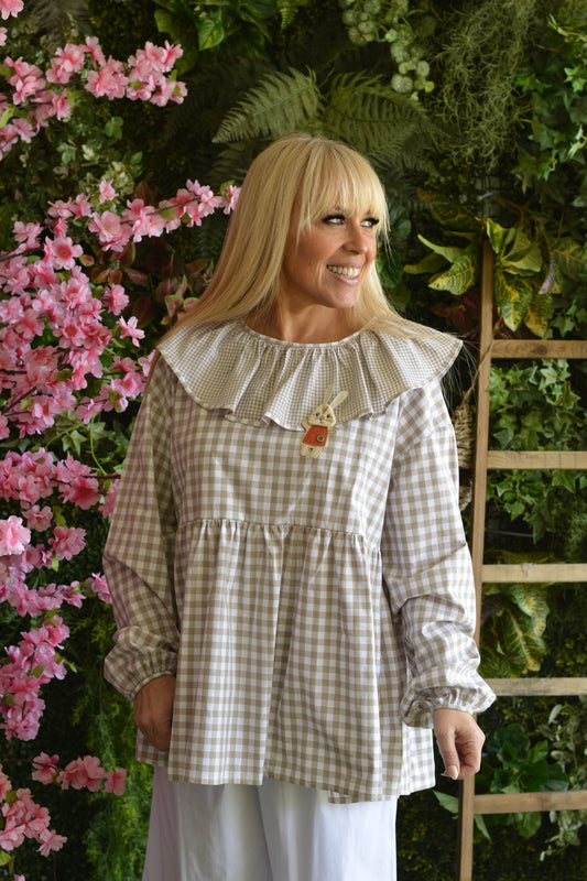 Túnica Quadrados Creme