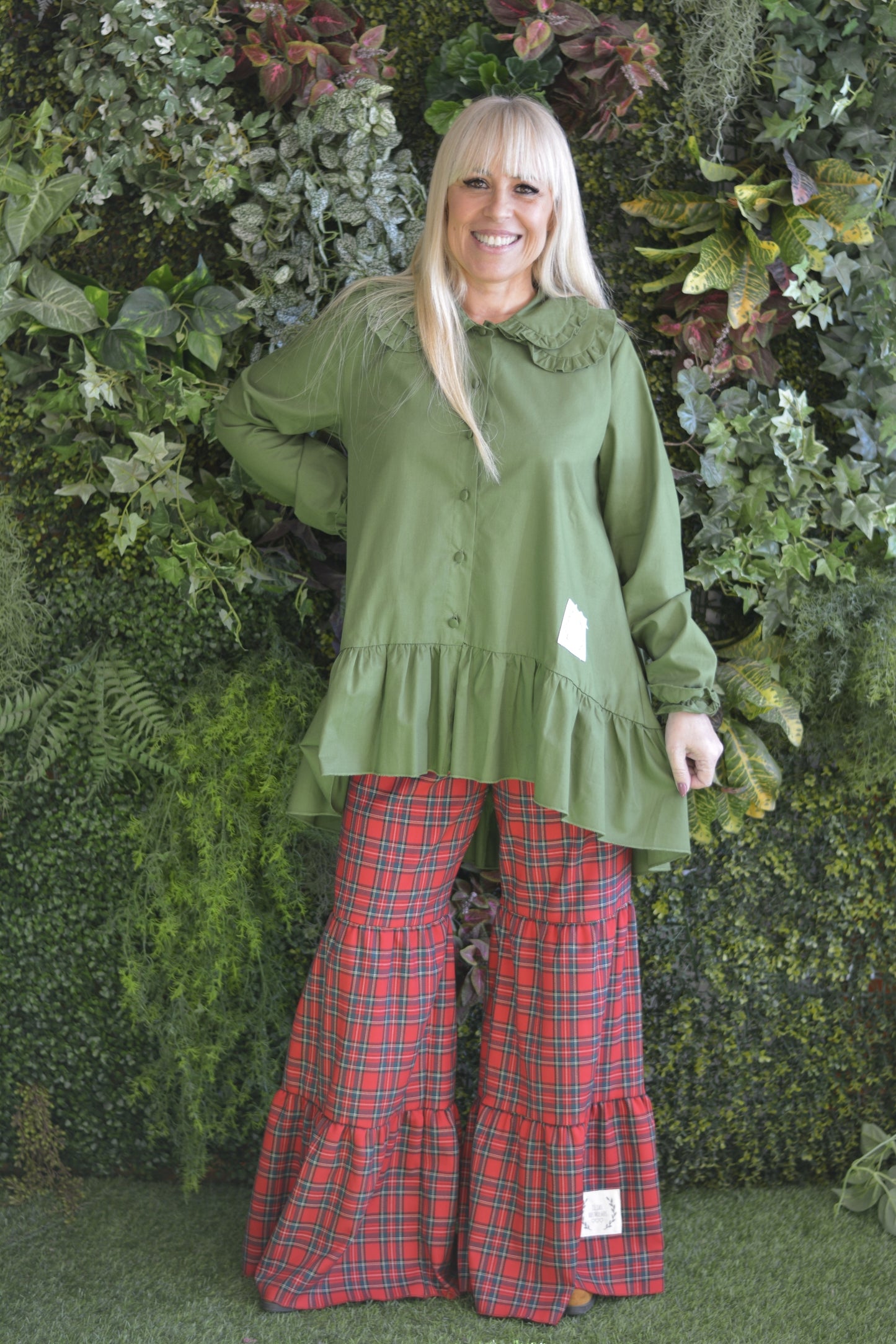 Pantalonas Xadez Vermelho