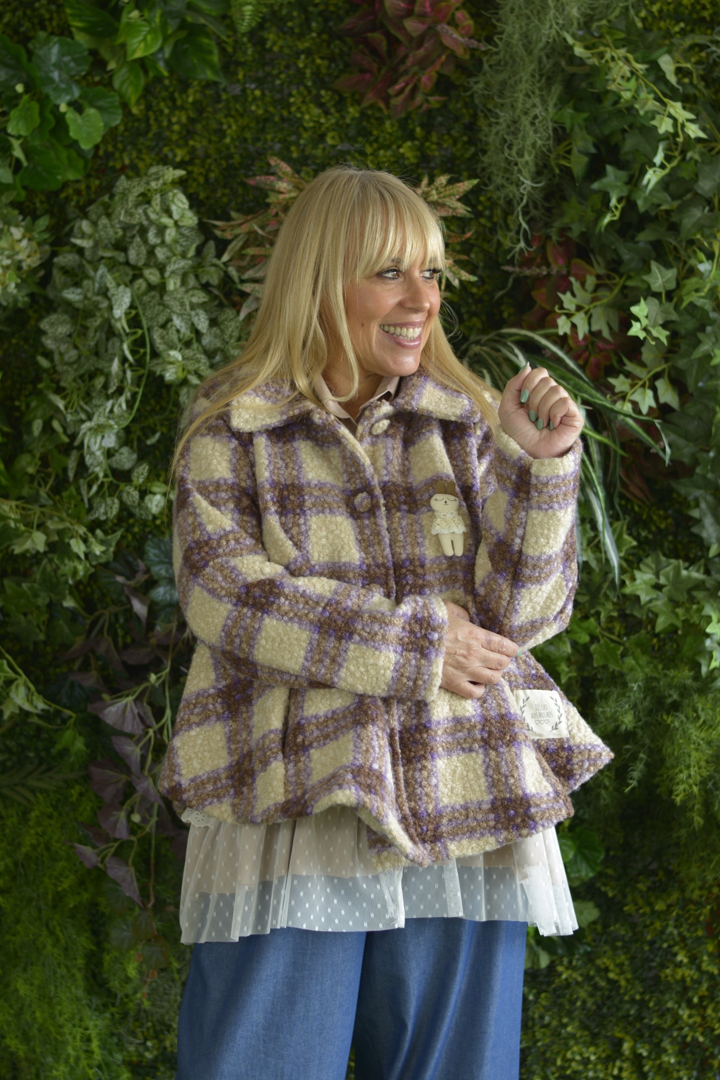 Casaco Caracul Xadrez Lilás