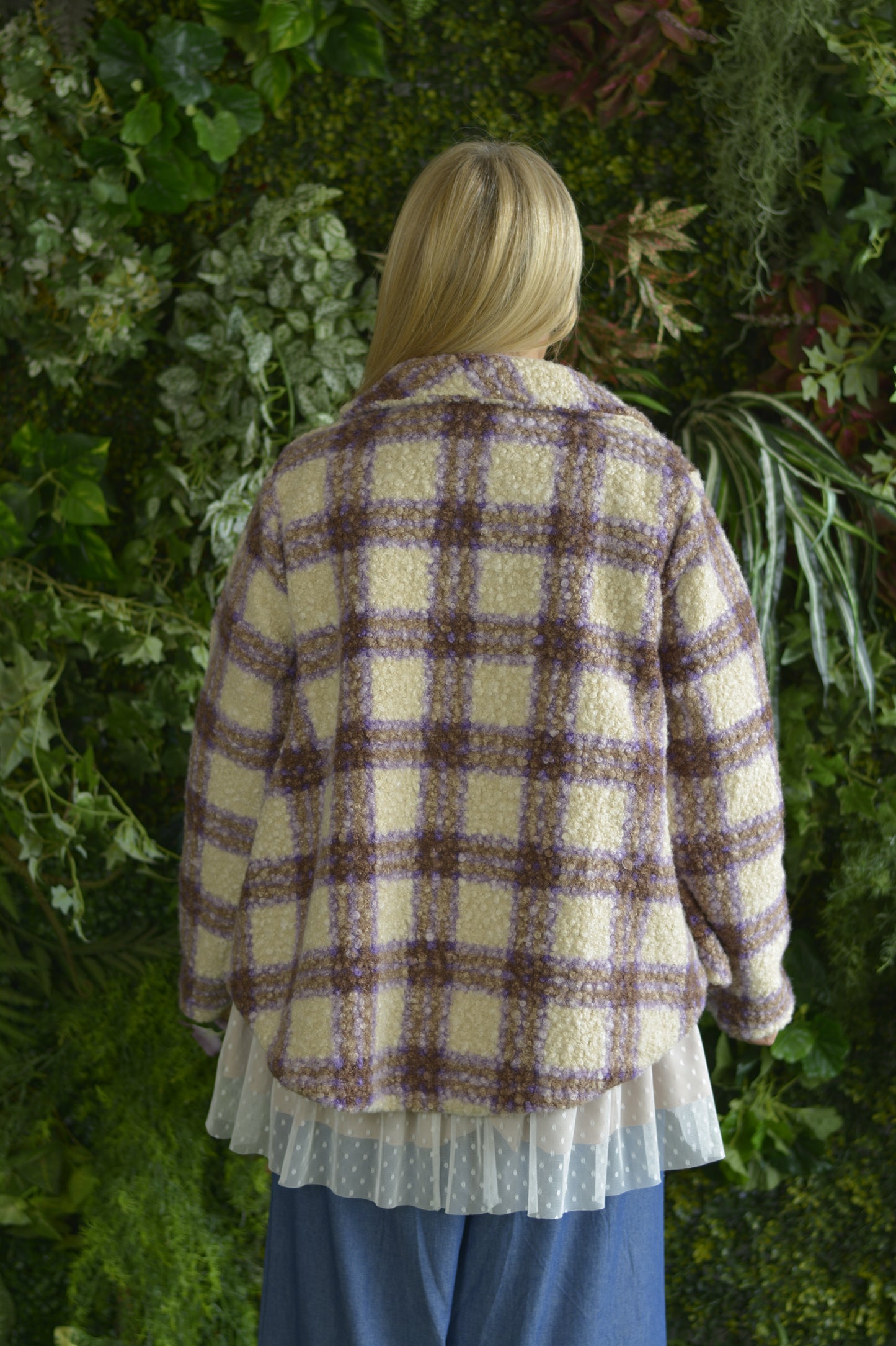 Casaco Caracul Xadrez Lilás