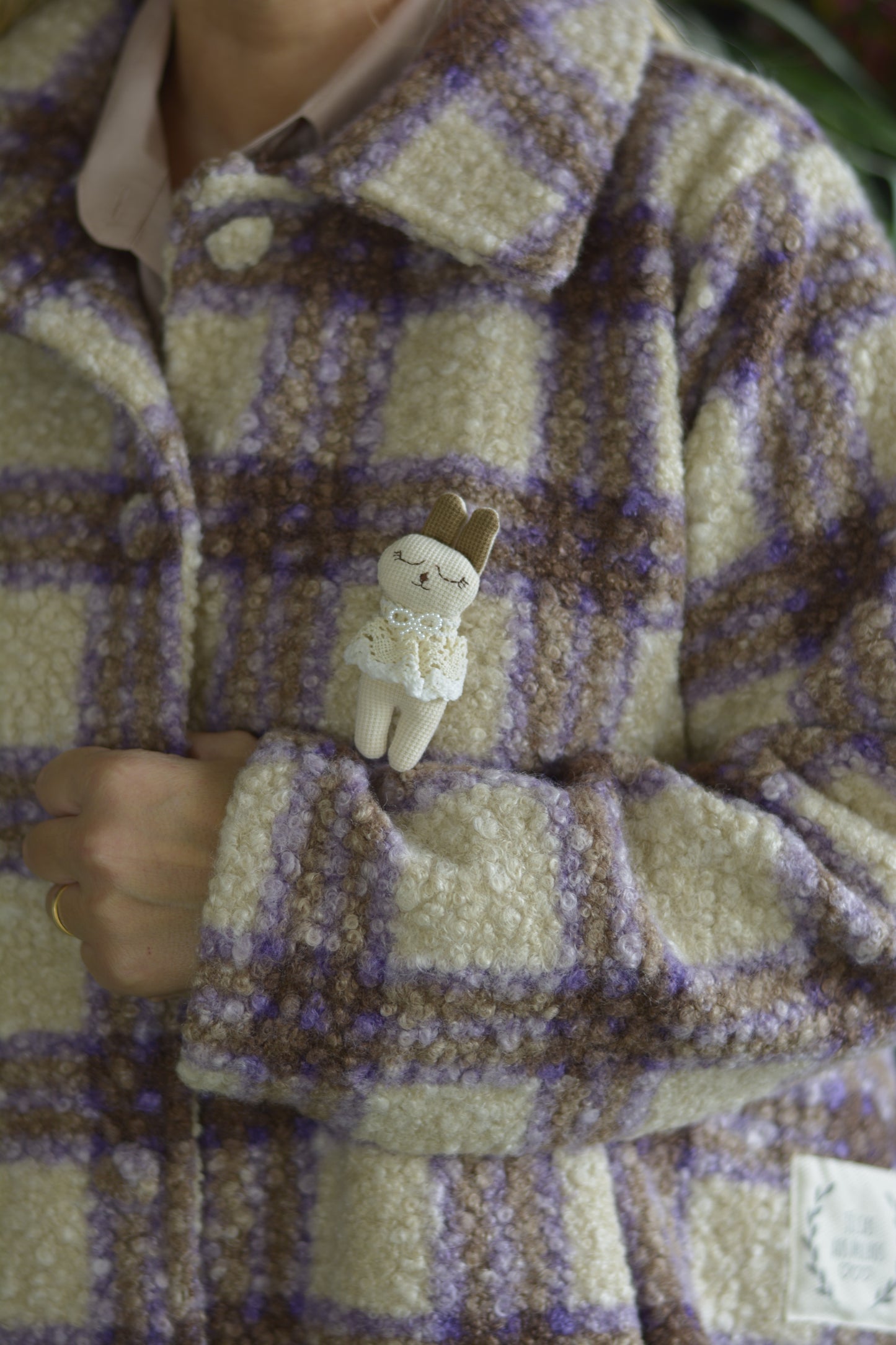 Casaco Caracul Xadrez Lilás