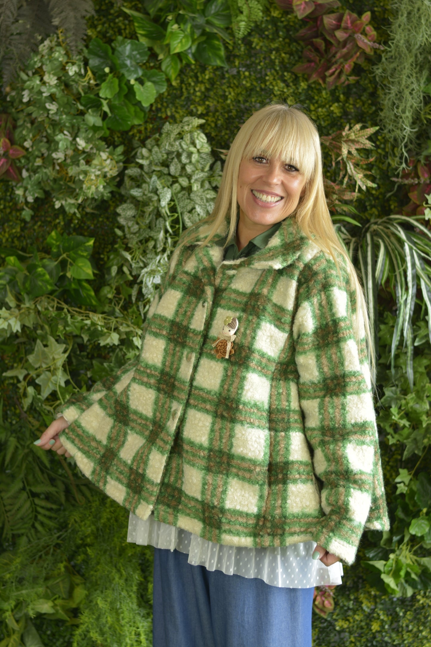 Casaco Caracul Xadrez Verde