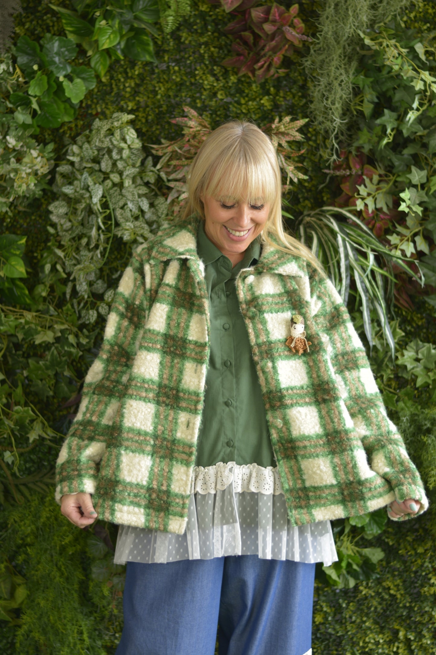 Casaco Caracul Xadrez Verde