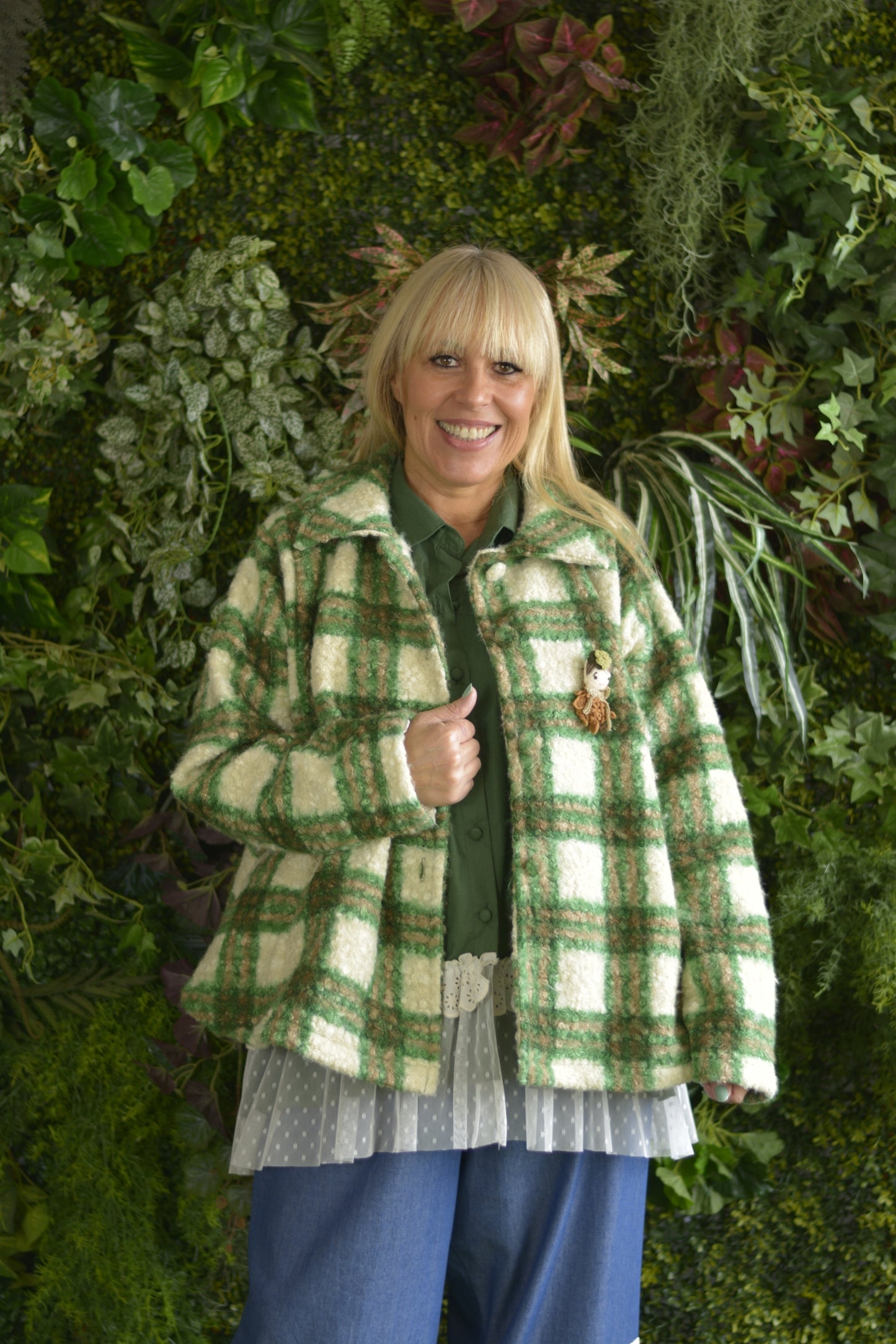 Casaco Caracul Xadrez Verde