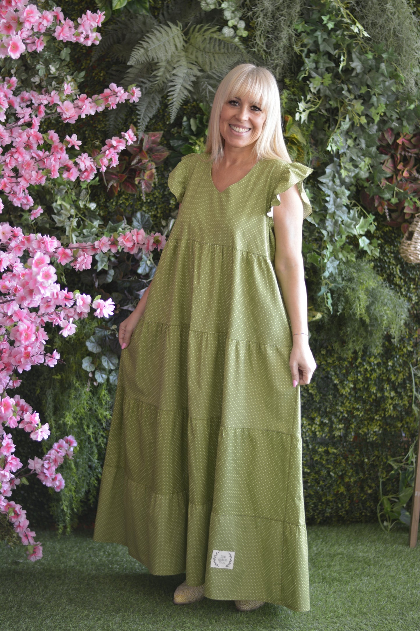Vestido Verde Pintinhas Brancas