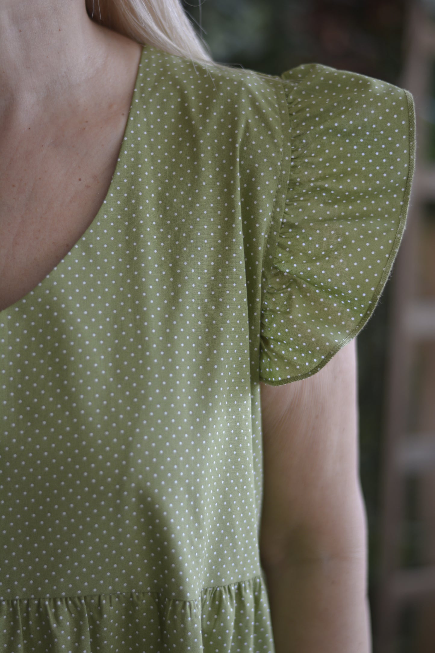 Vestido Verde Pintinhas Brancas