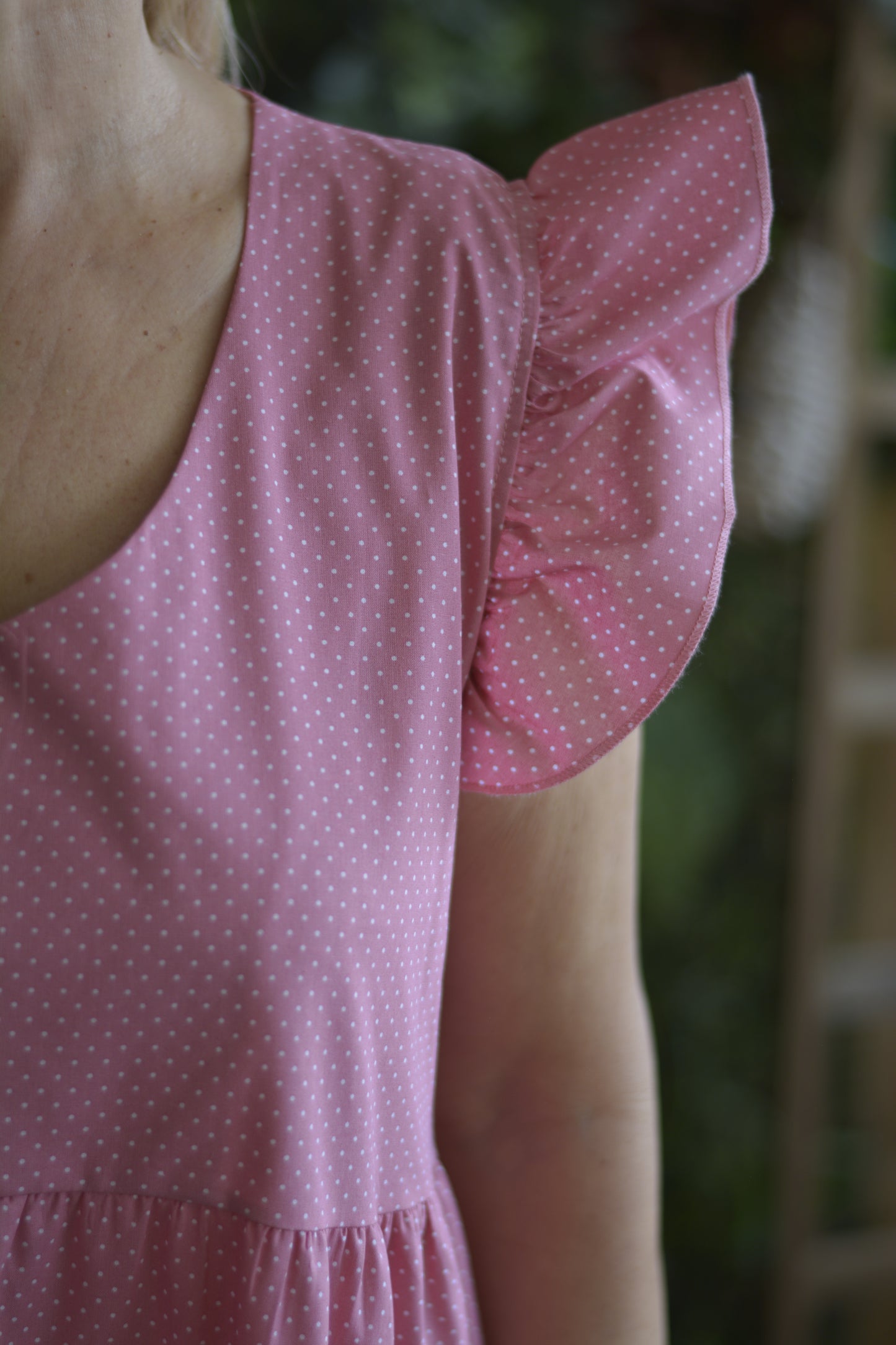 Vestido Rosa Pintinhas Brancas