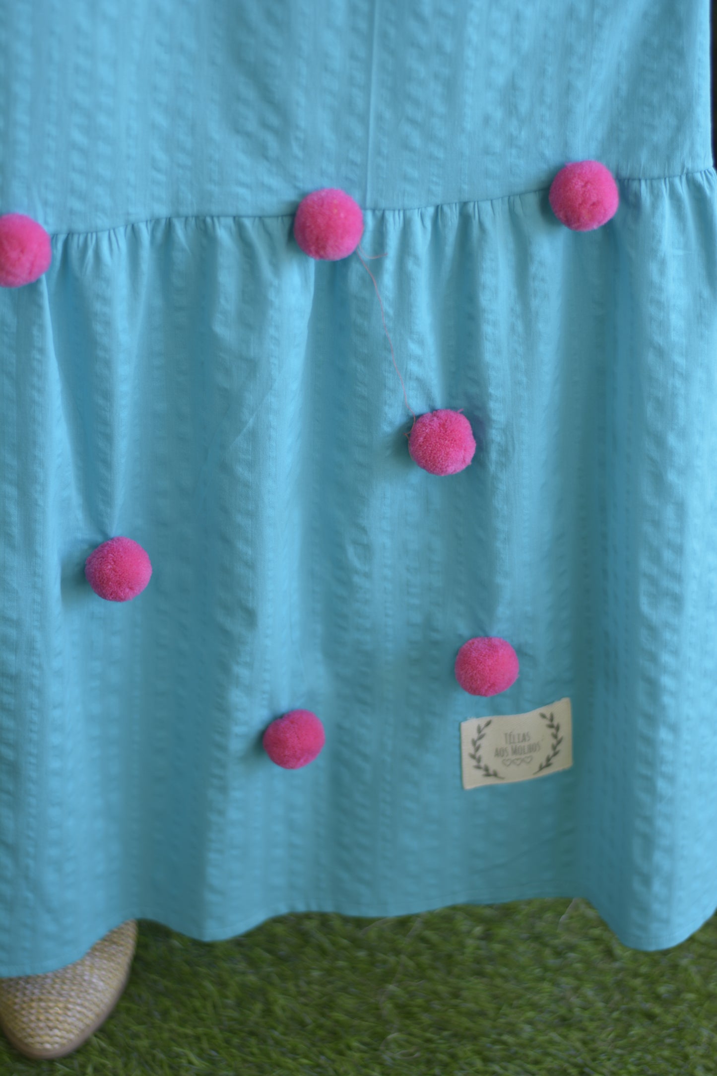 Vestido Turquesa Pompons