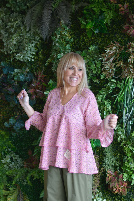 Túnica rosa florzinhas