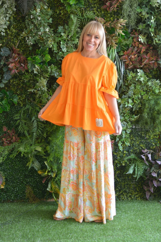 Pantalonas menta flores