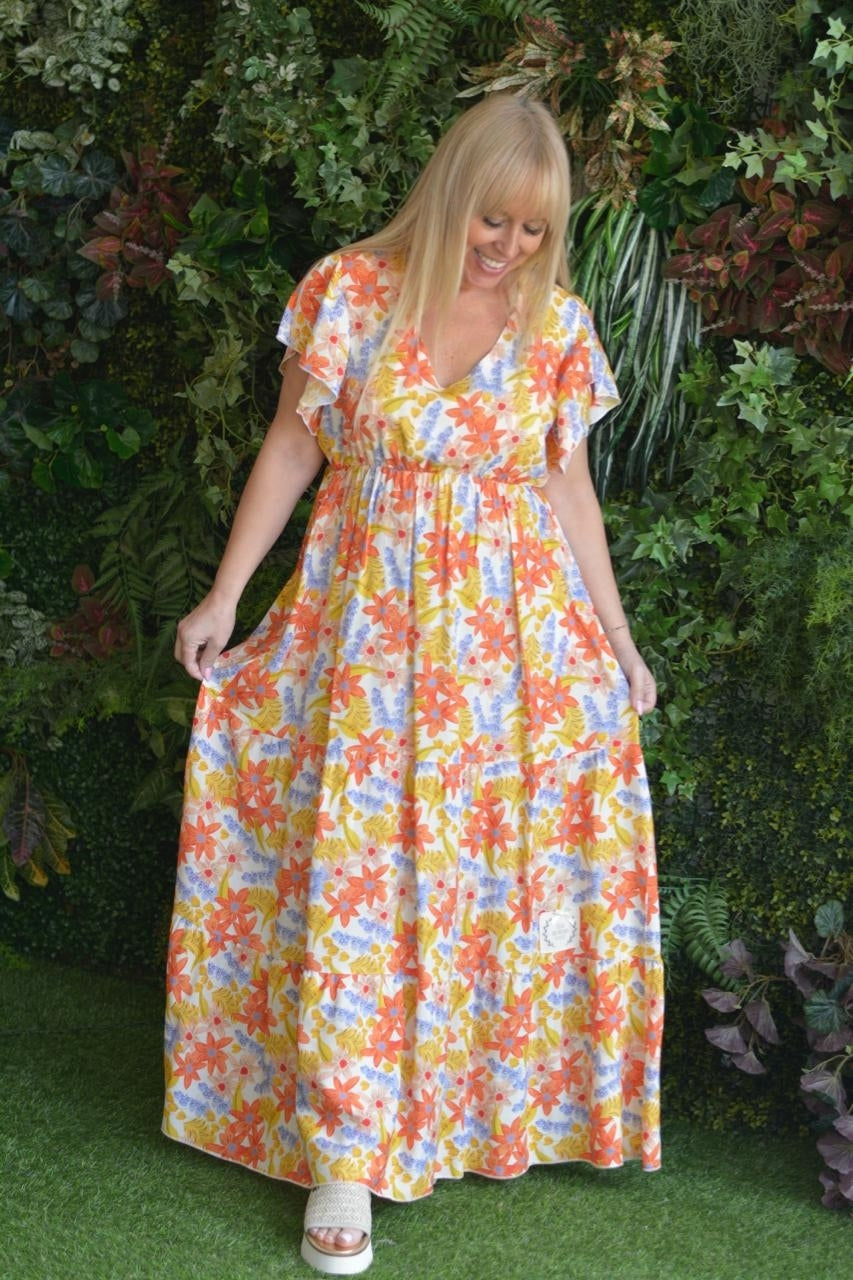 Vestido flores laranja