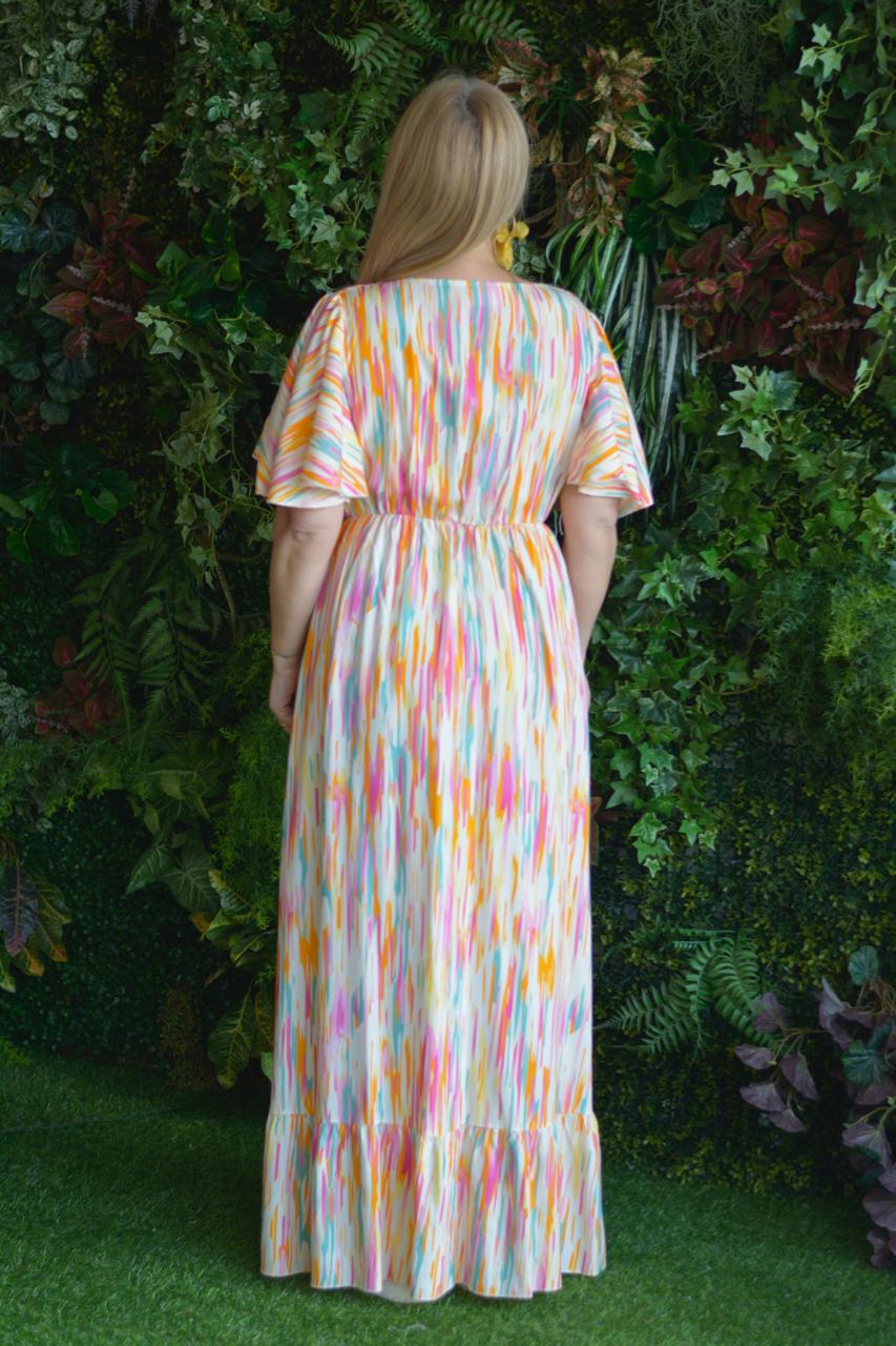 Vestido multicolor laranja