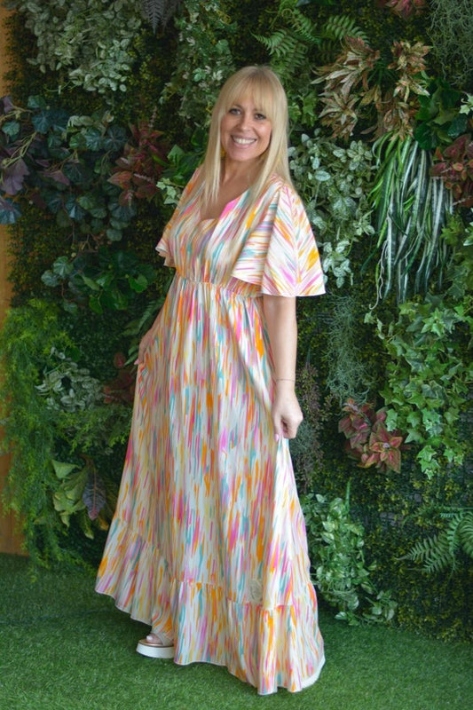 Vestido multicolor laranja