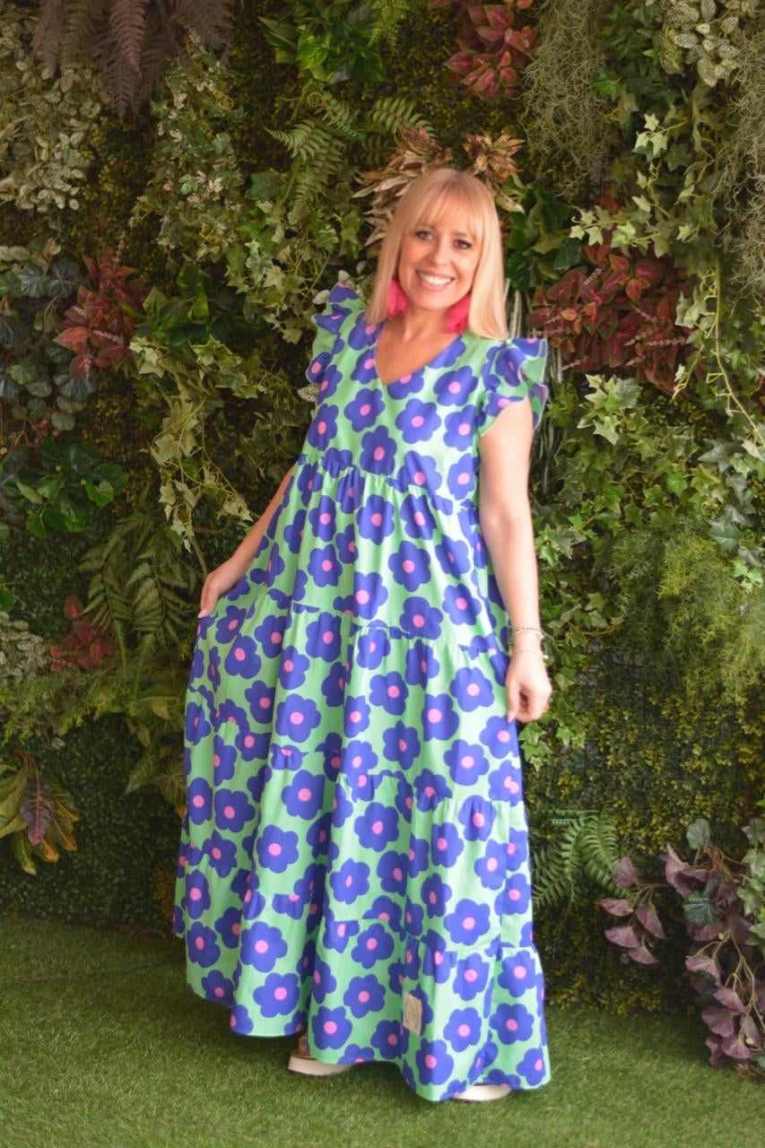 Vestido lima flores azulão