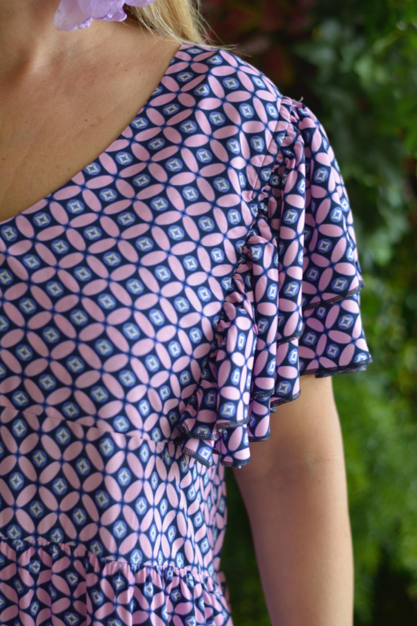 Vestido étnico tons lilás