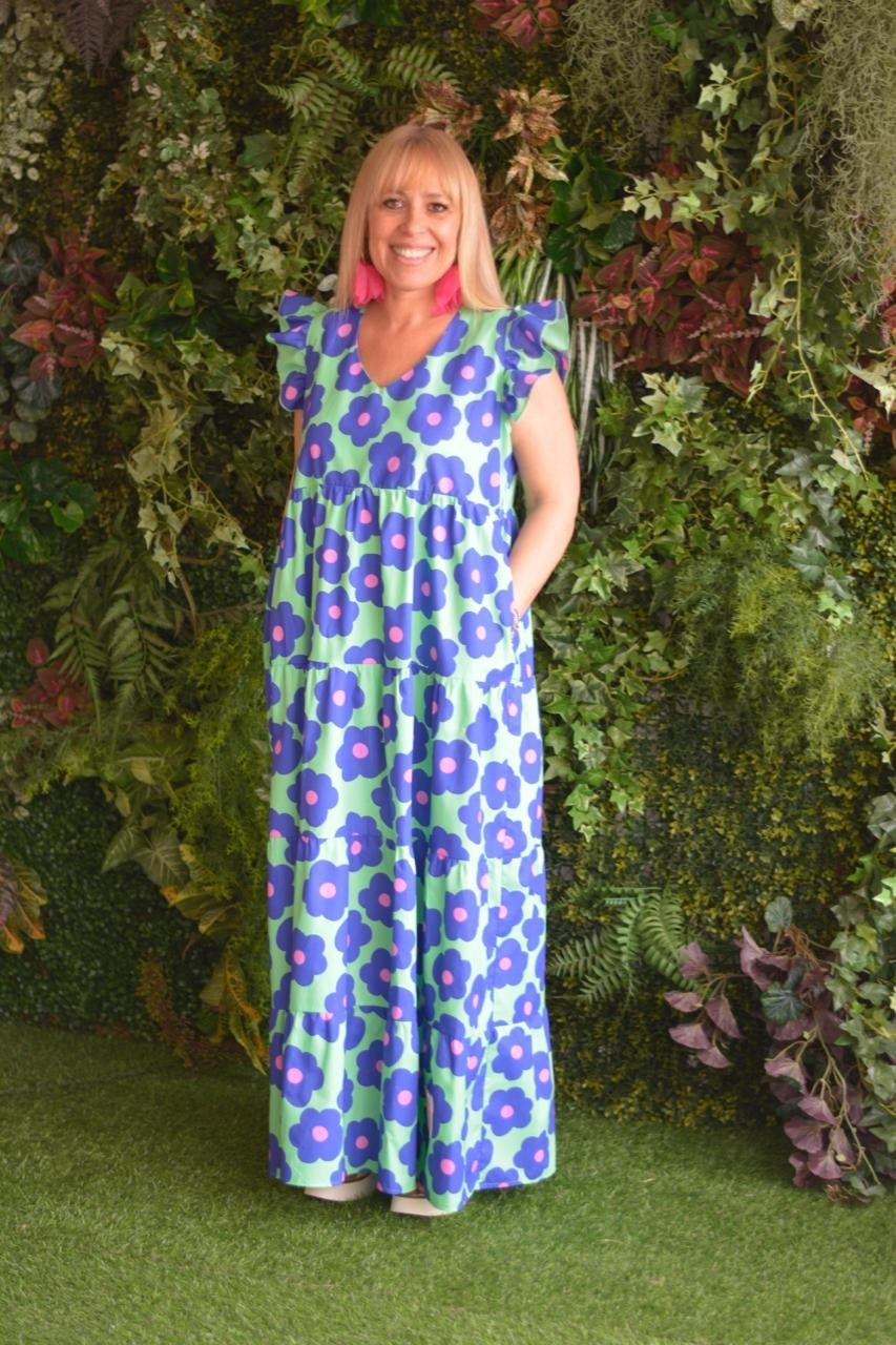 Vestido lima flores azulão