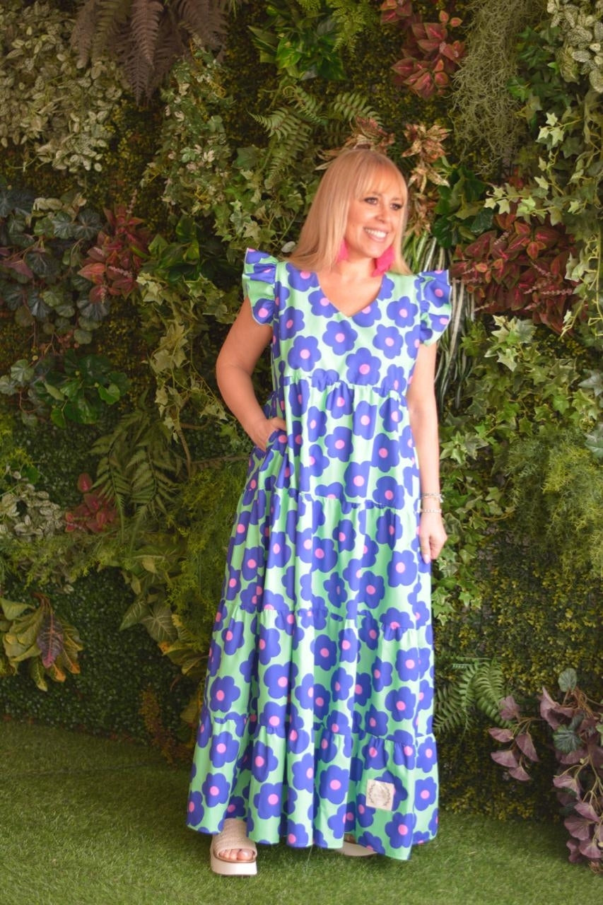Vestido lima flores azulão
