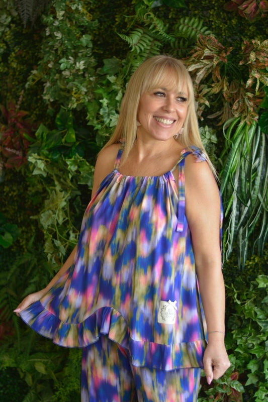 Top multicolor lilás