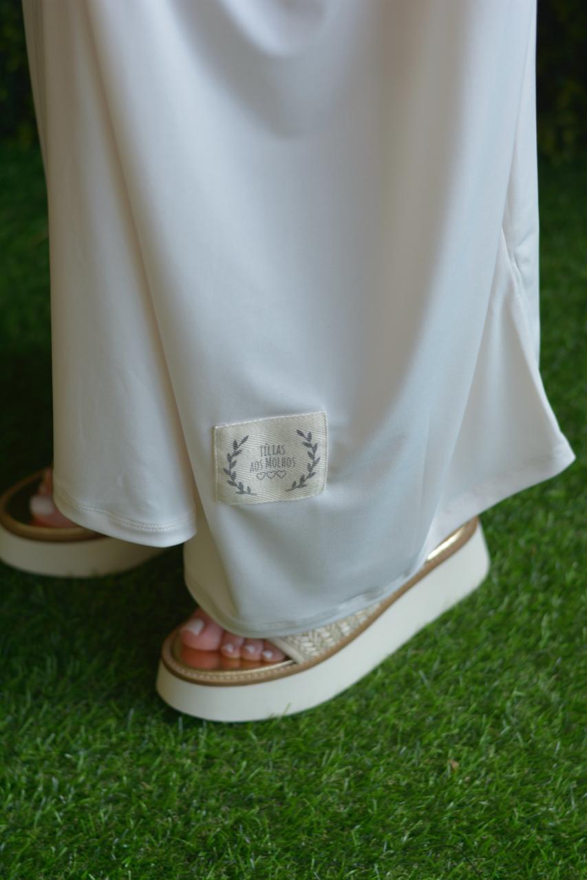 Vestido creme rosa e cru