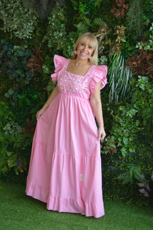 Vestido rosa florzinhas