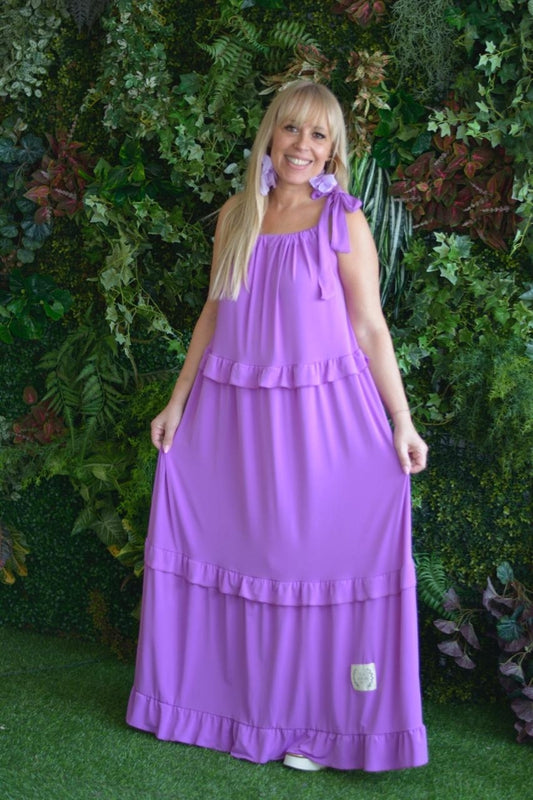 Vestido lilás laço