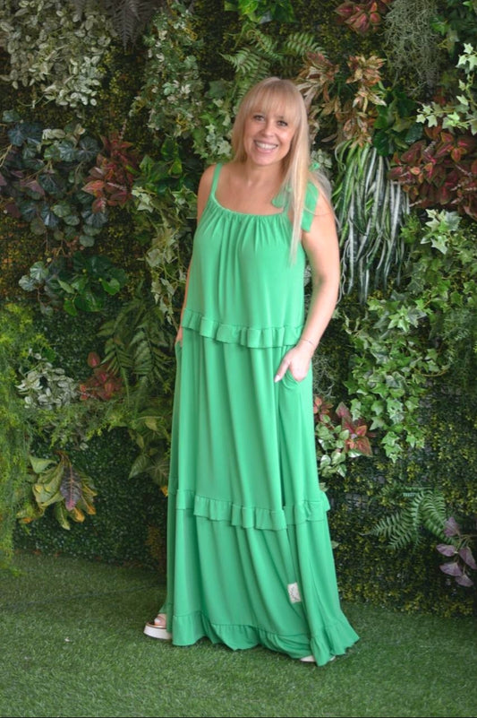 Vestido verde laço