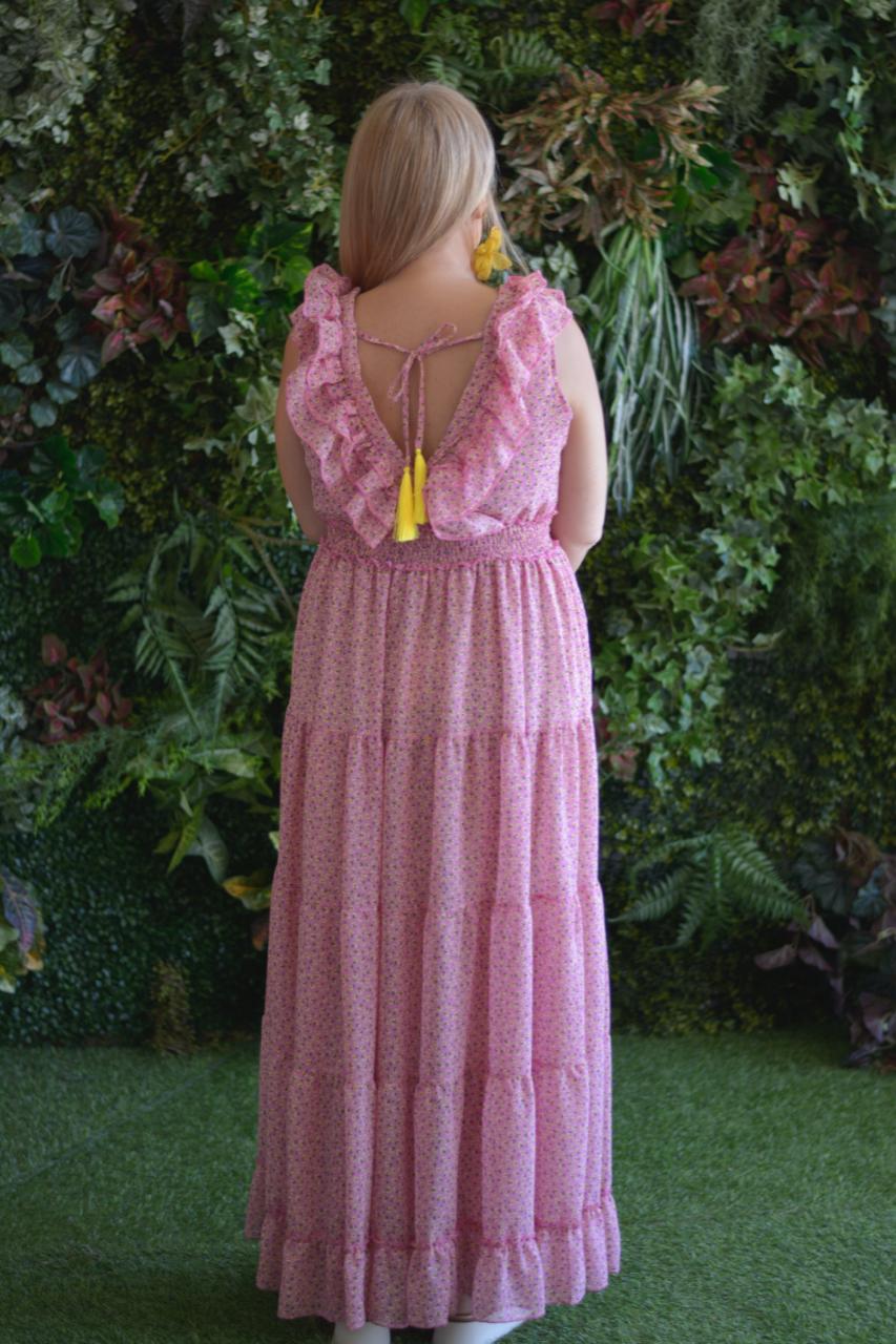 Vestido Rosa Florzinhas