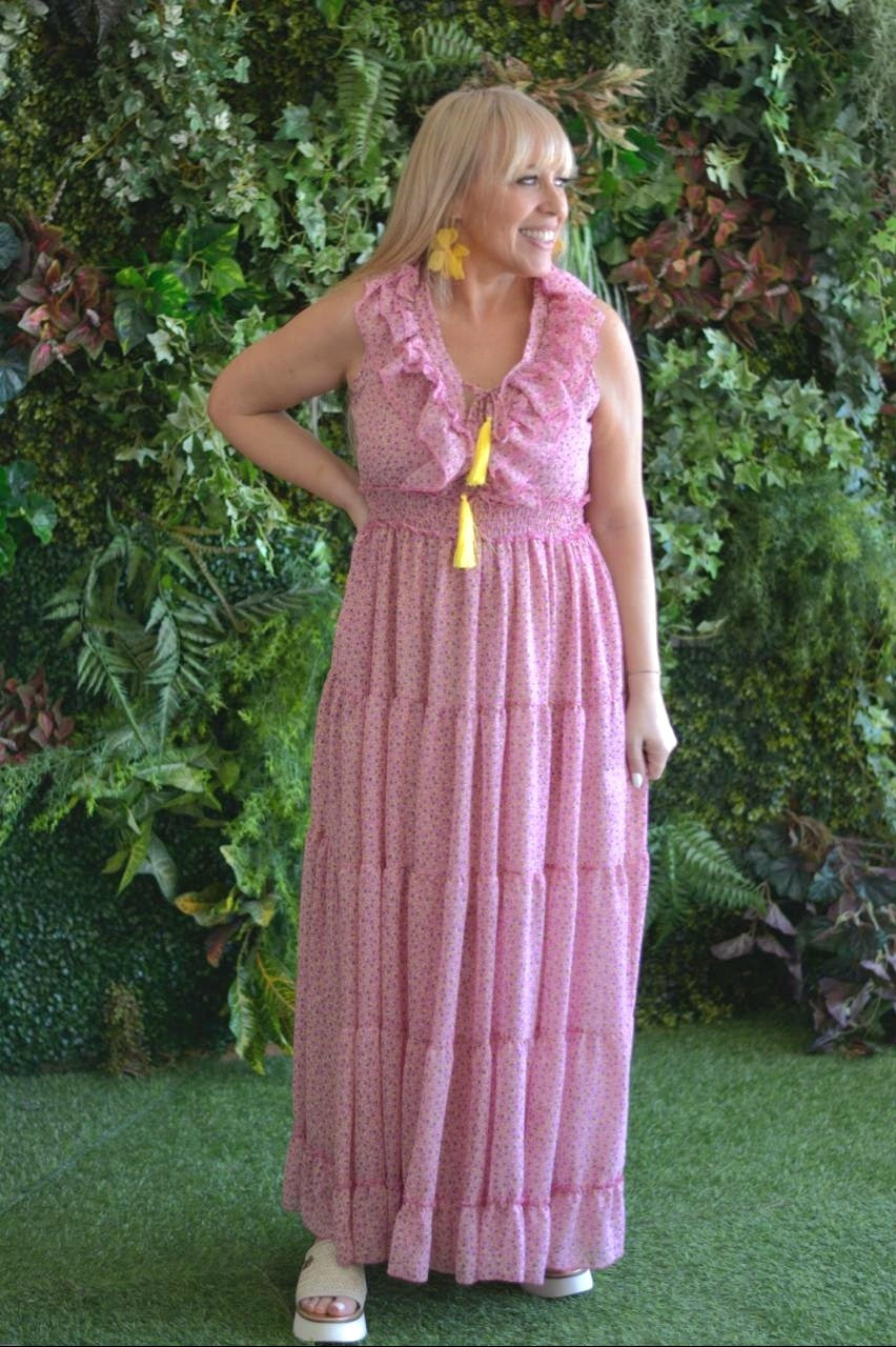 Vestido Rosa Florzinhas