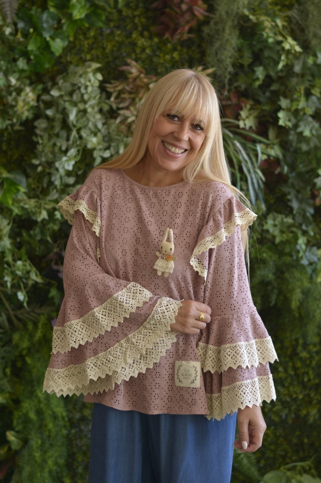 Túnica Rosa com Crochet