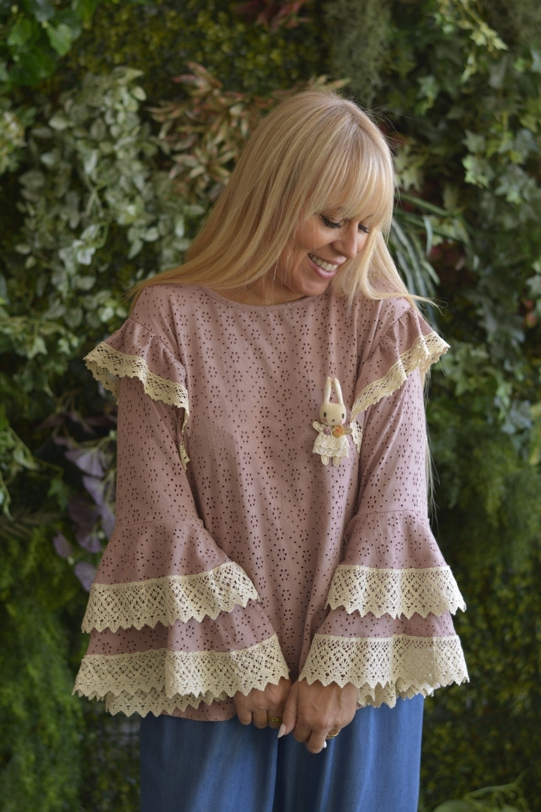 Túnica Rosa com Crochet