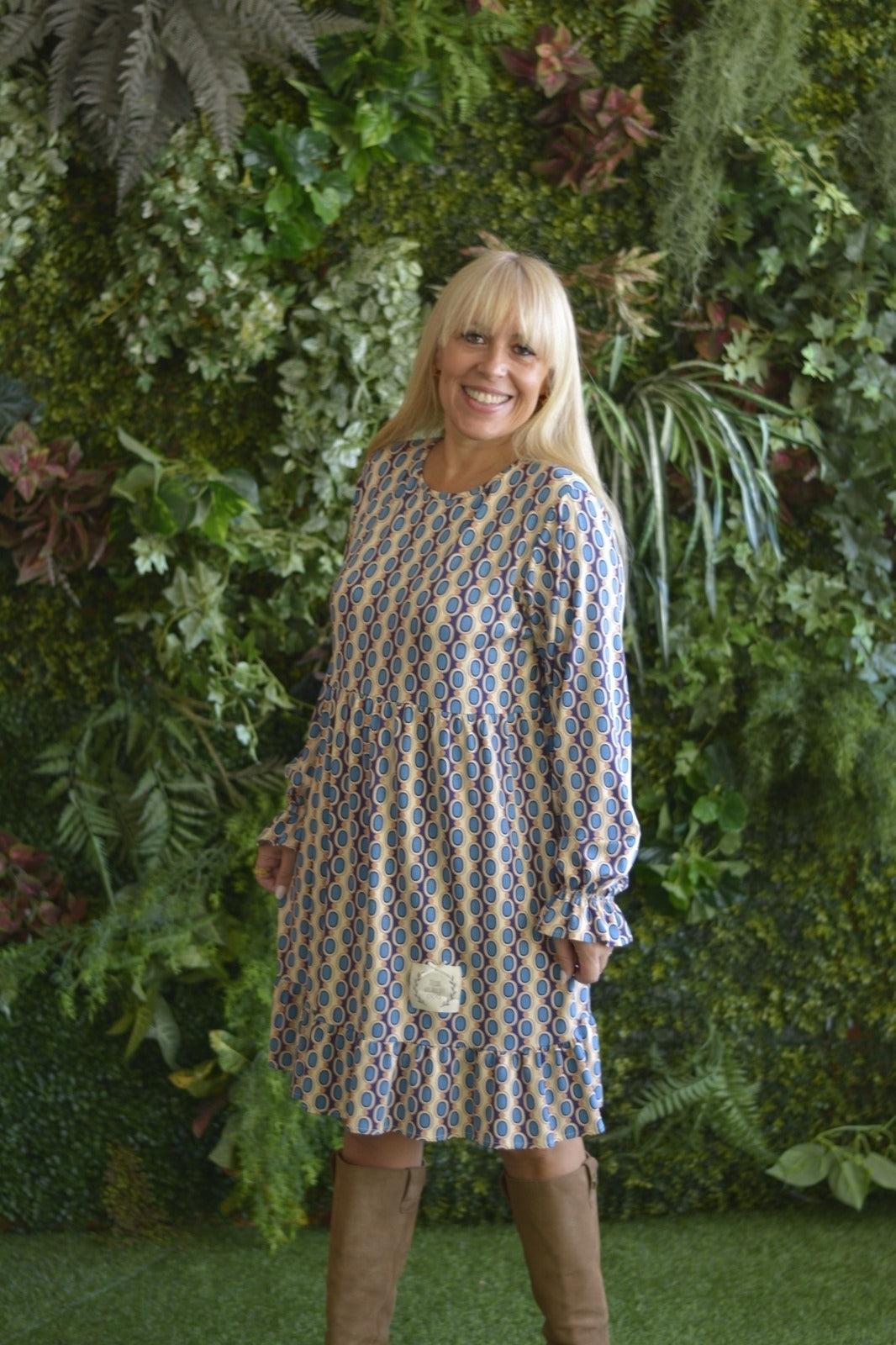 Vestido Geométrico Azul