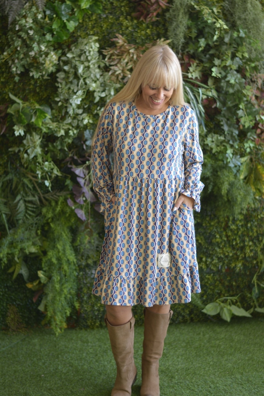 Vestido Geométrico Azul