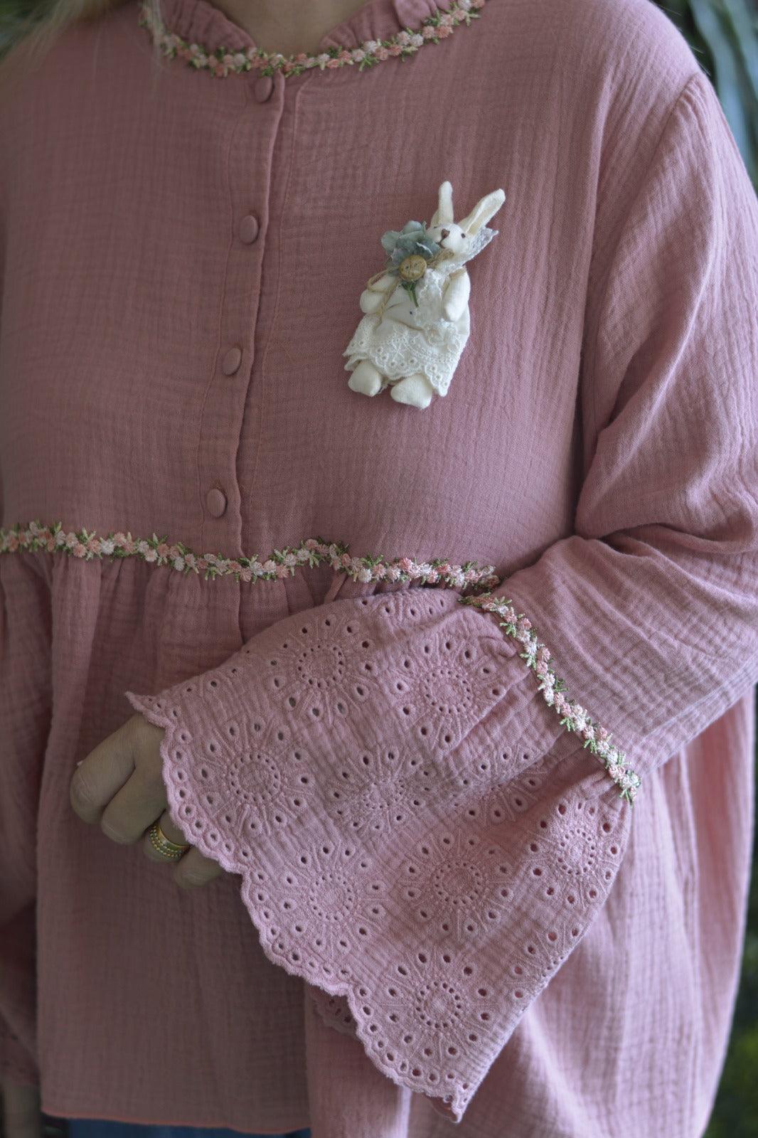 Túnica Rosa Gauze Florzinhas