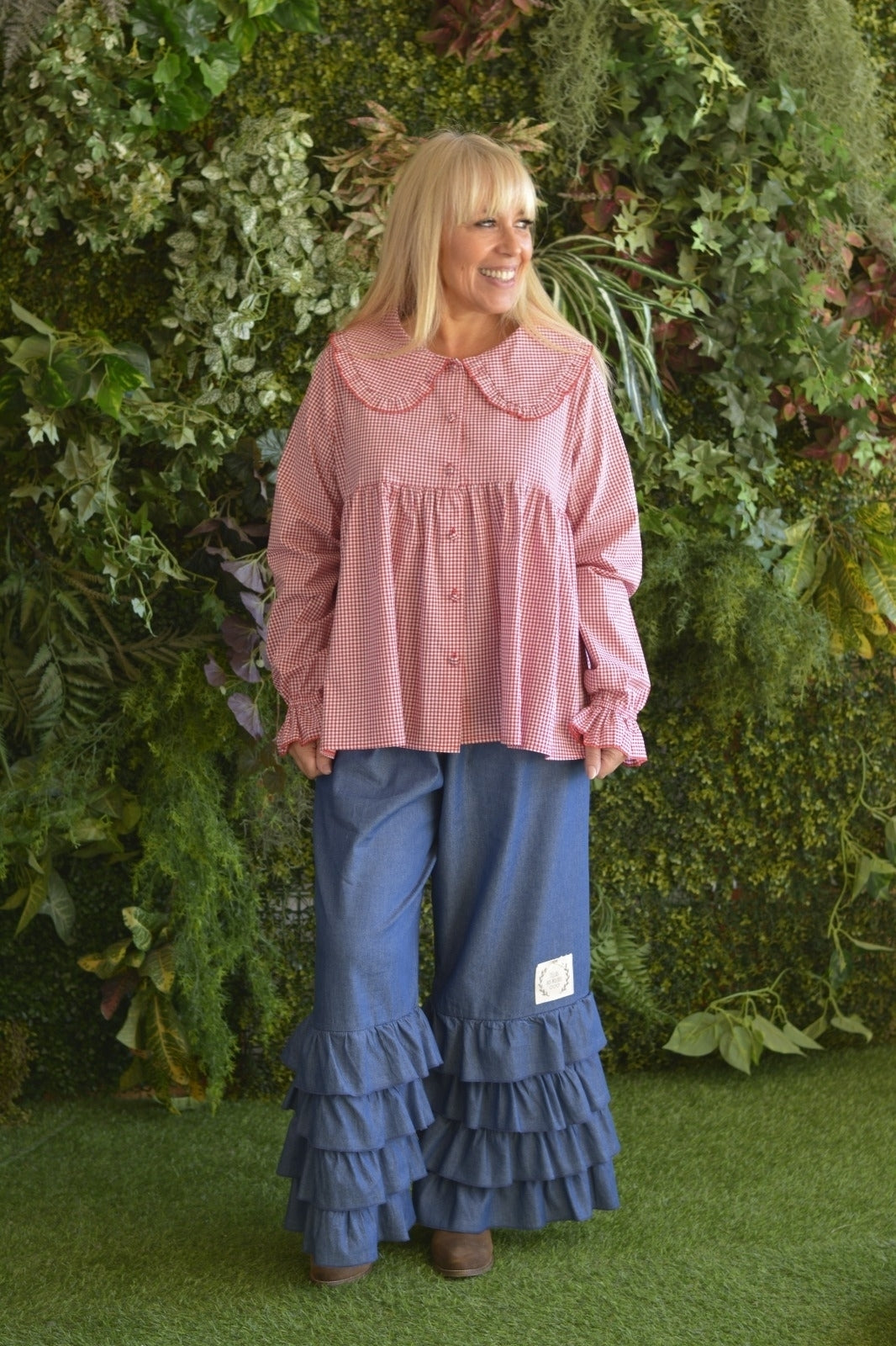 Túnica Quadradinhos Brancos e Vermelho