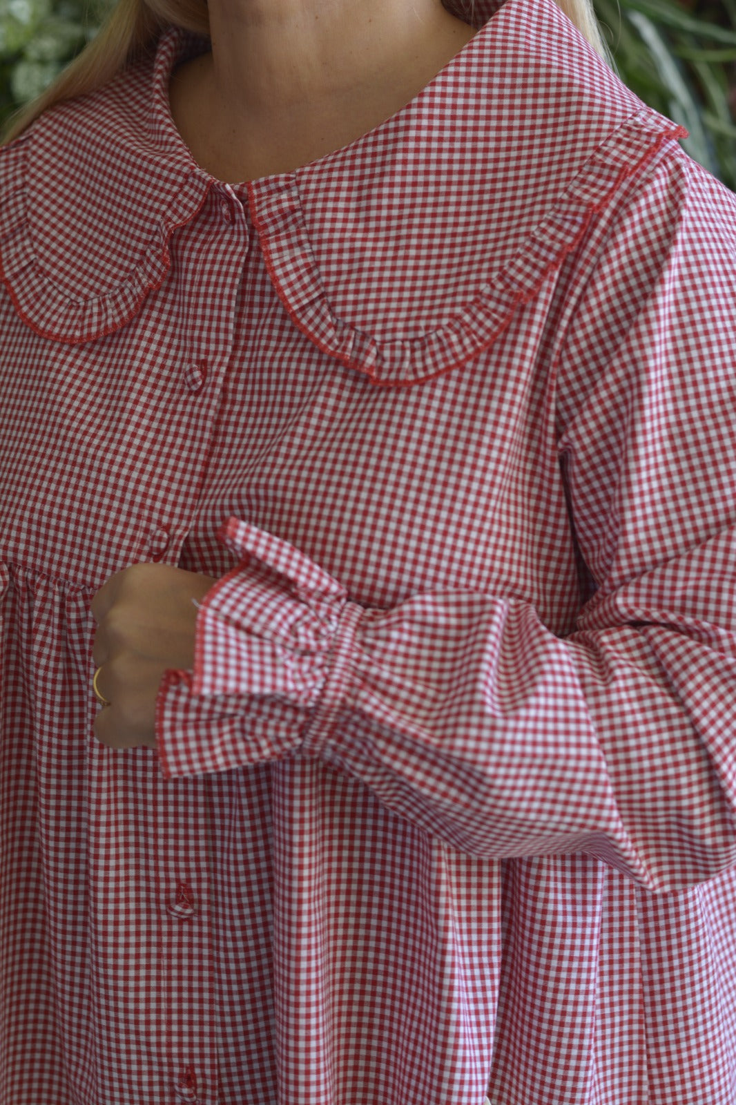 Túnica Quadradinhos Brancos e Vermelho