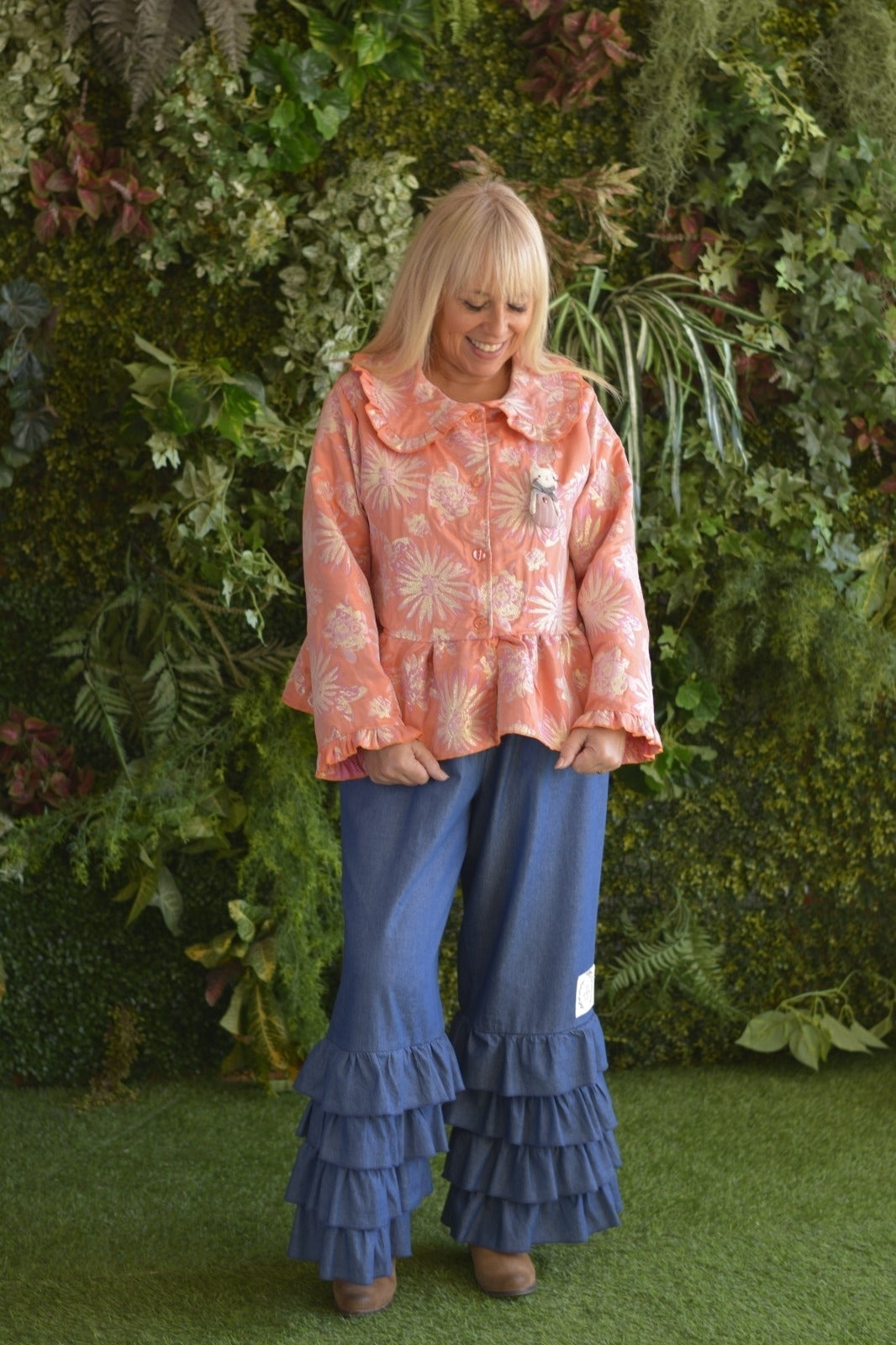 Casaco Laranja Fuschia e Dourado