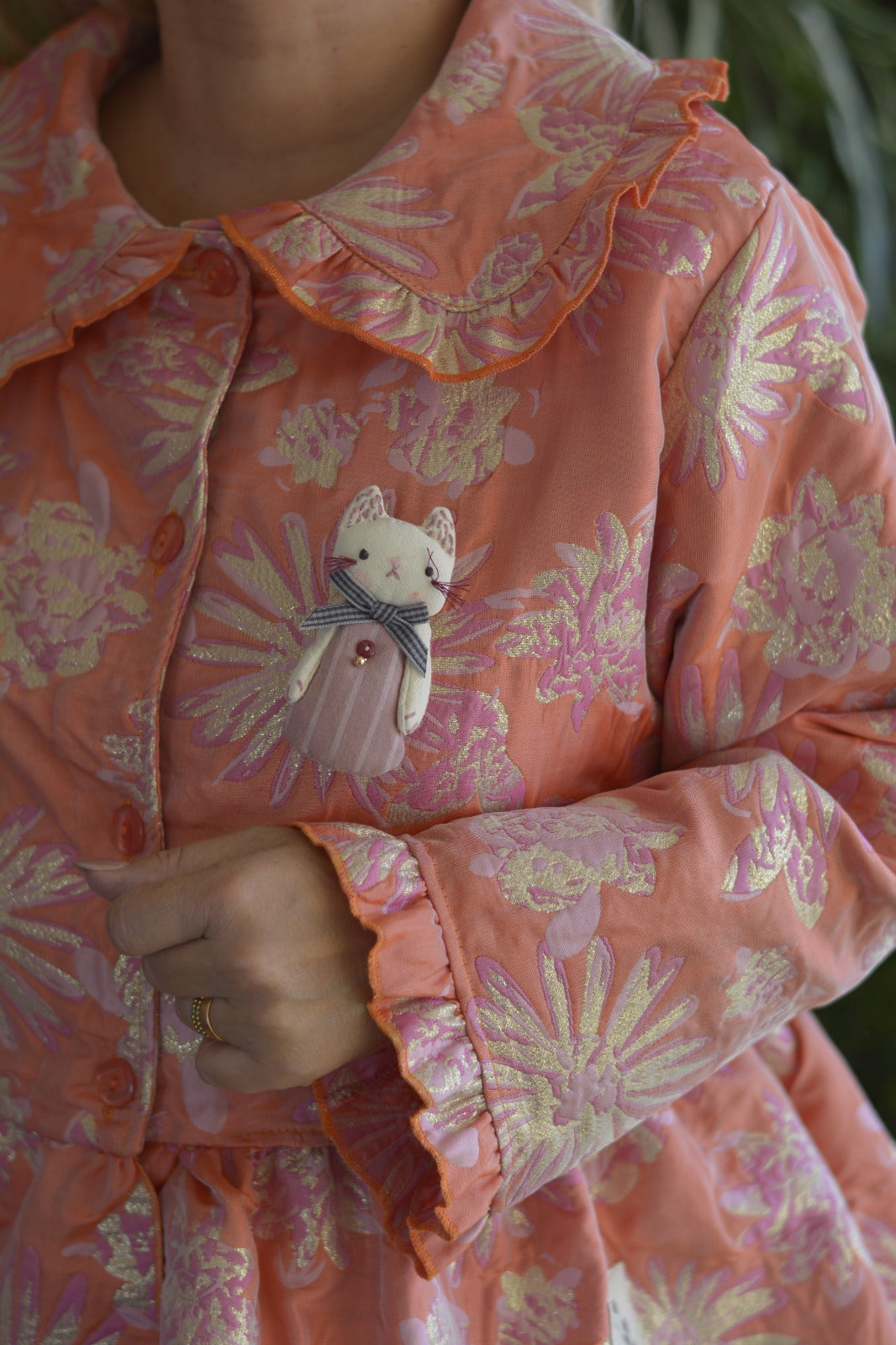 Casaco Laranja Fuschia e Dourado