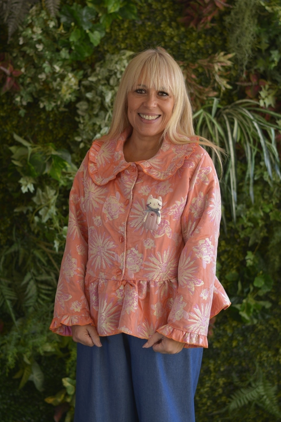 Casaco Laranja Fuschia e Dourado