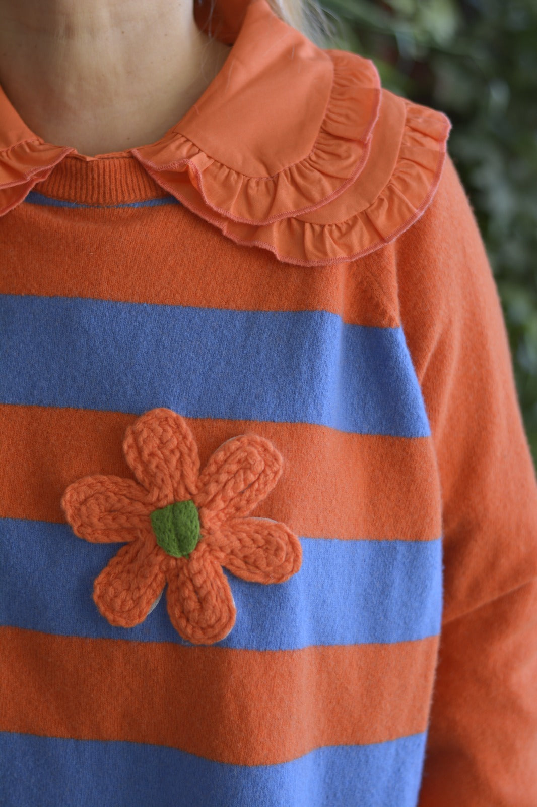 Camisola Lambezul Riscas Laranja e Azul