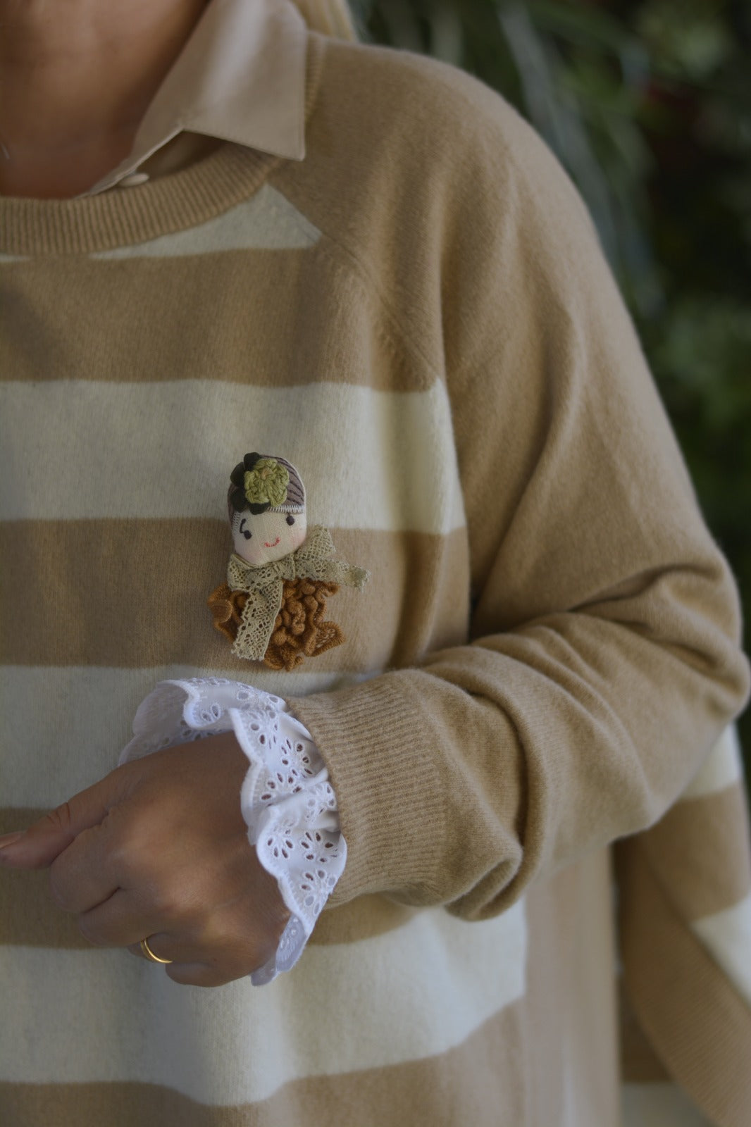 Camisola Lambezul Riscas Creme e Cru