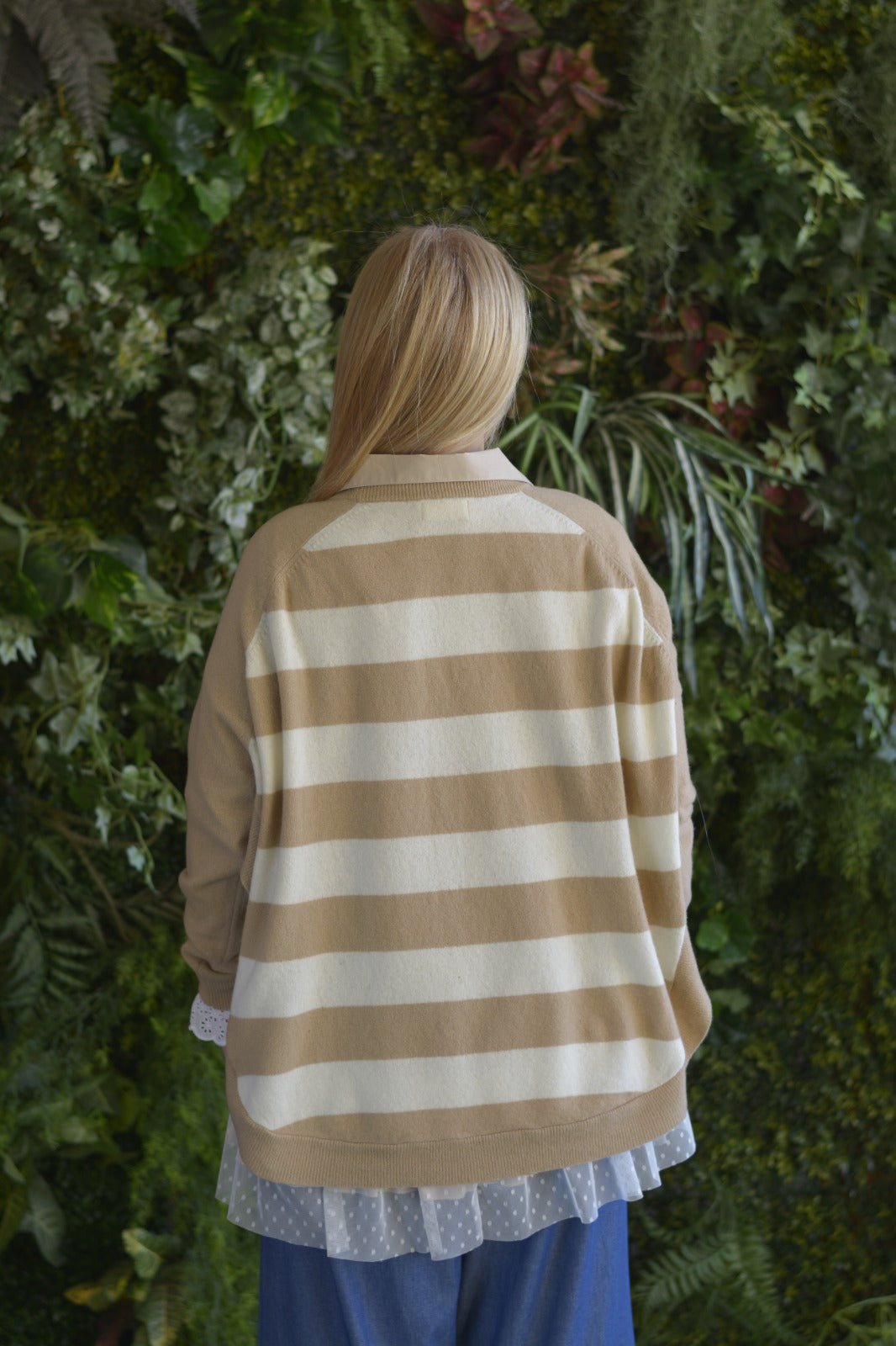 Camisola Lambezul Riscas Creme e Cru