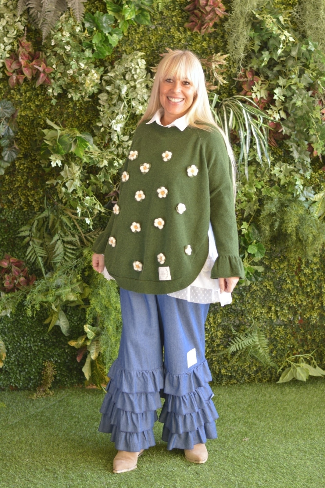 Camisola Lambezul Caqui com Flores