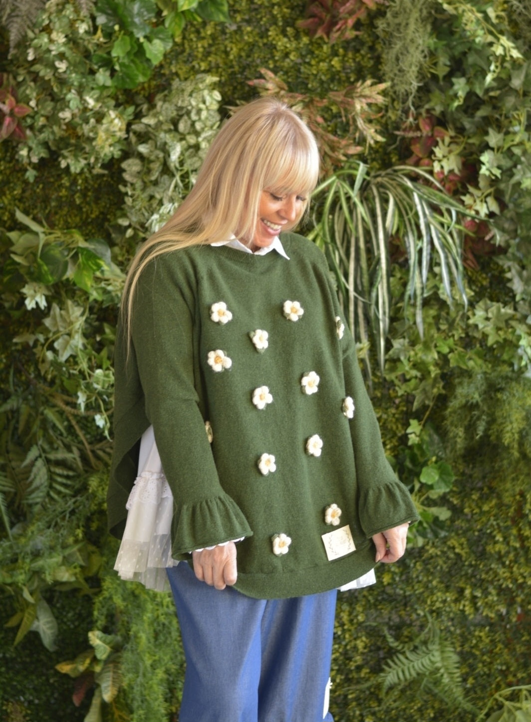 Camisola Lambezul Caqui com Flores