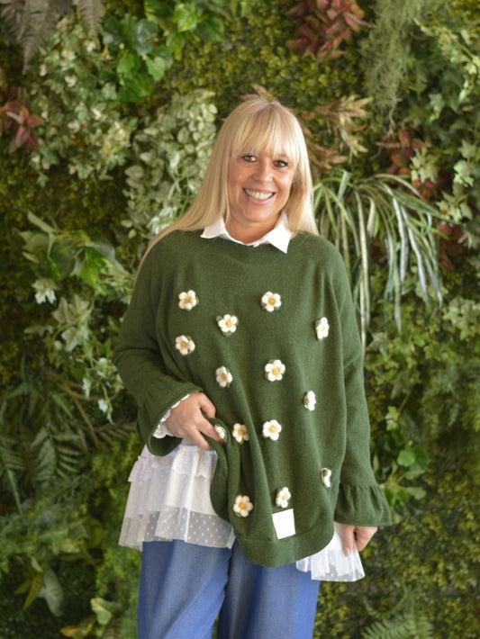 Camisola Lambezul Caqui com Flores