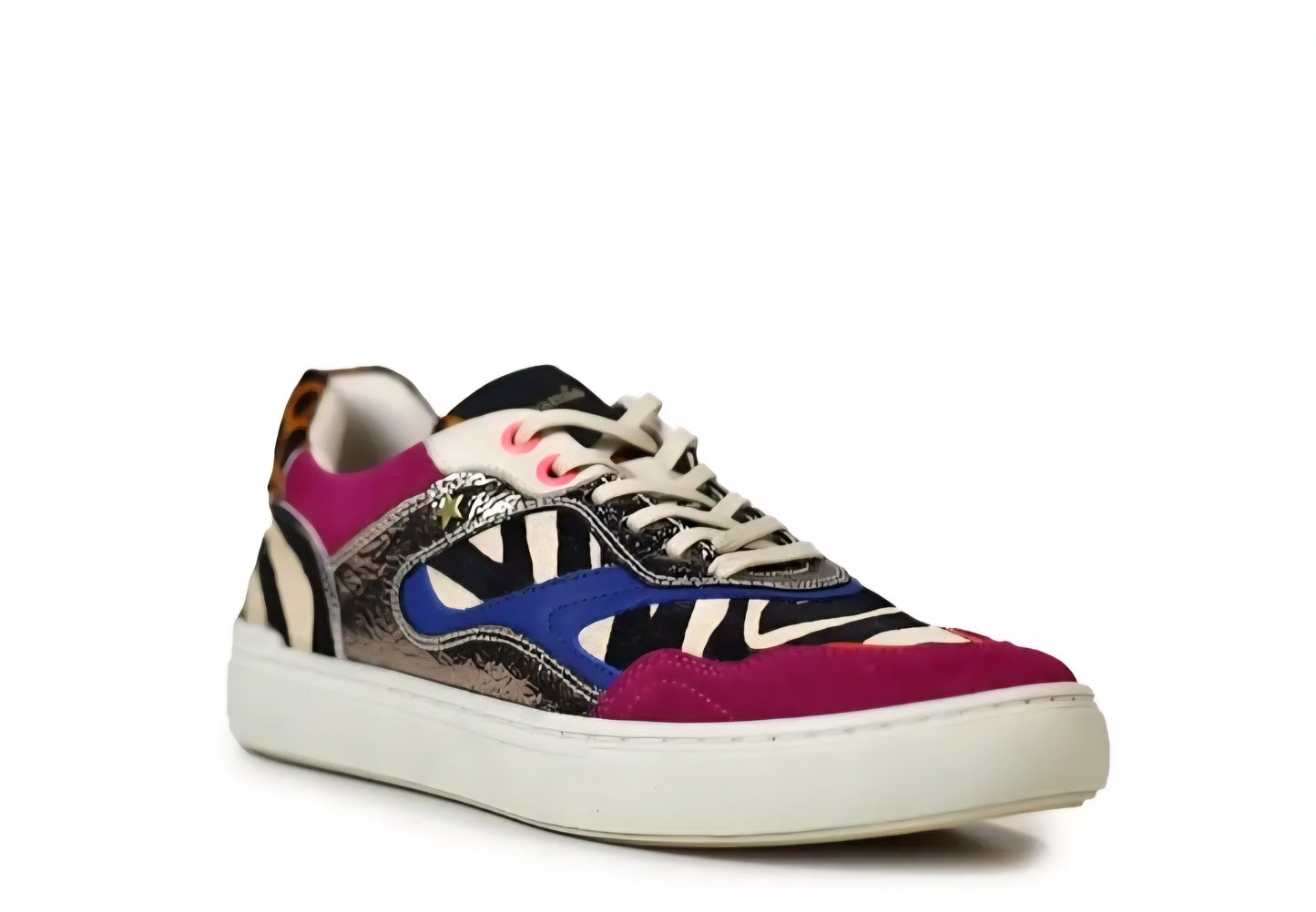 Ténis Cubanas em Camurça Rosa e Animal Print Zebra