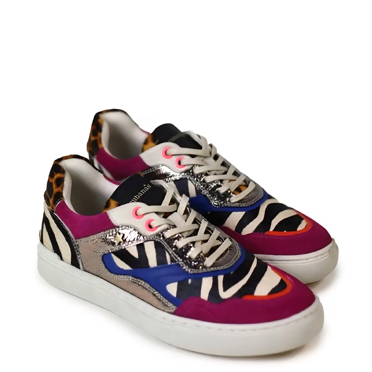 Ténis Cubanas em Camurça Rosa e Animal Print Zebra