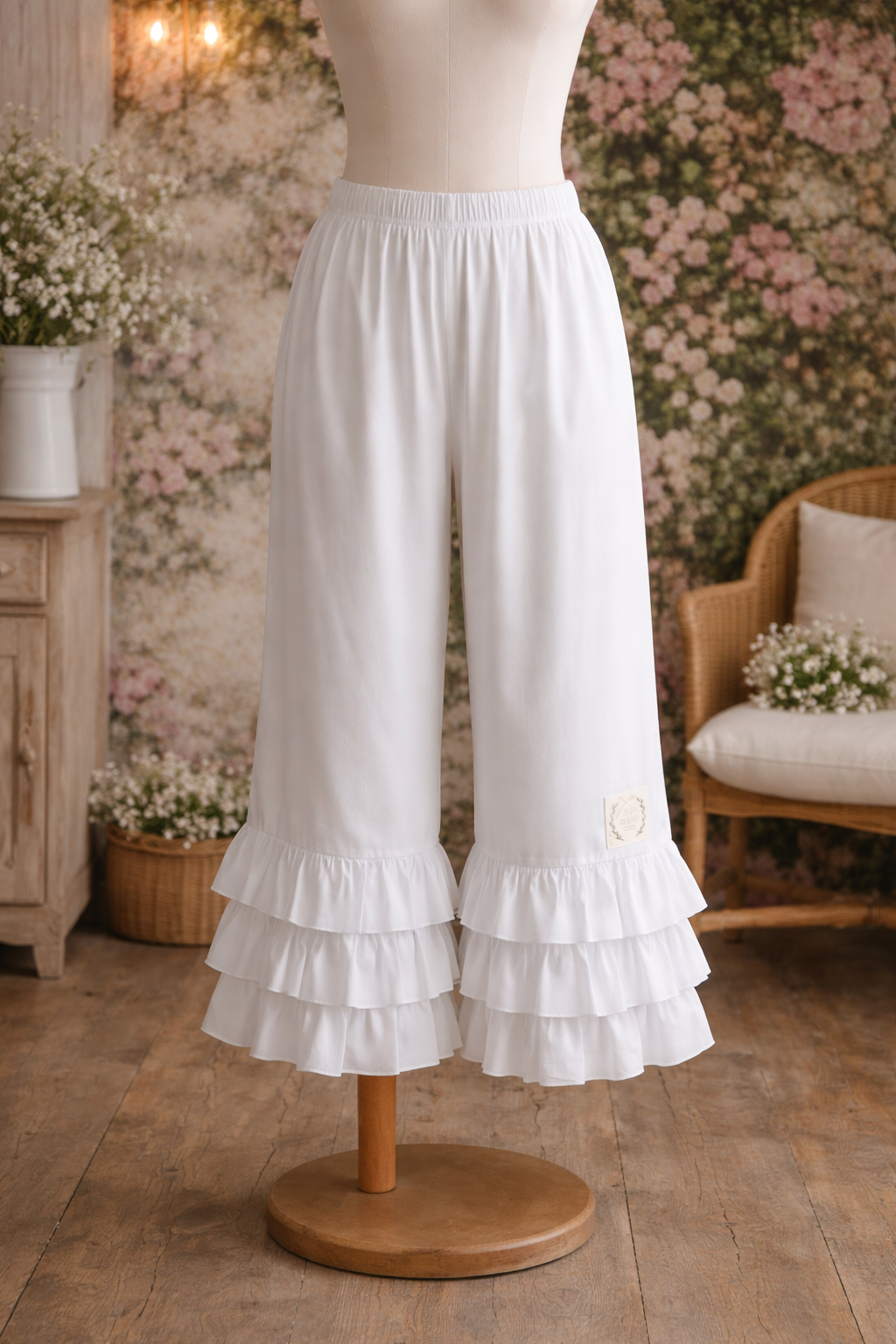 Pantalonas folhos branca
