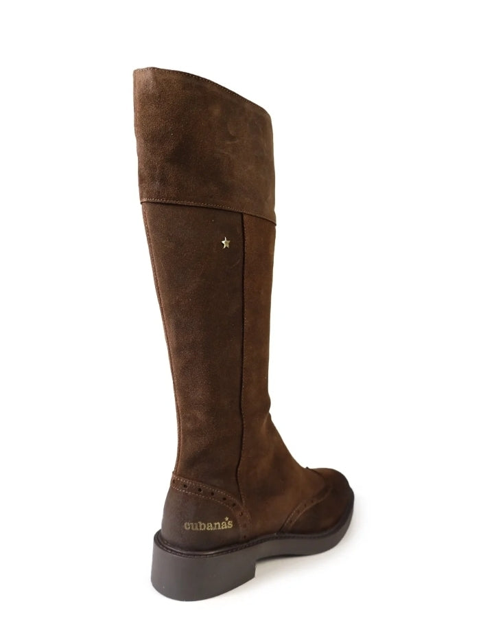 Botas Cubanas Camurça castanha cano alto