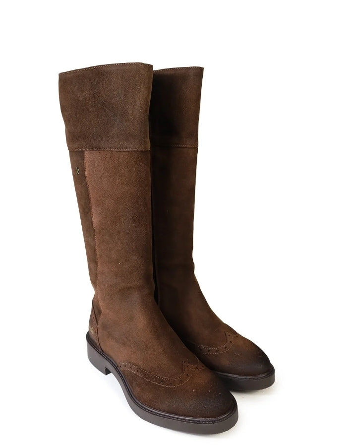 Botas Cubanas Camurça castanha cano alto