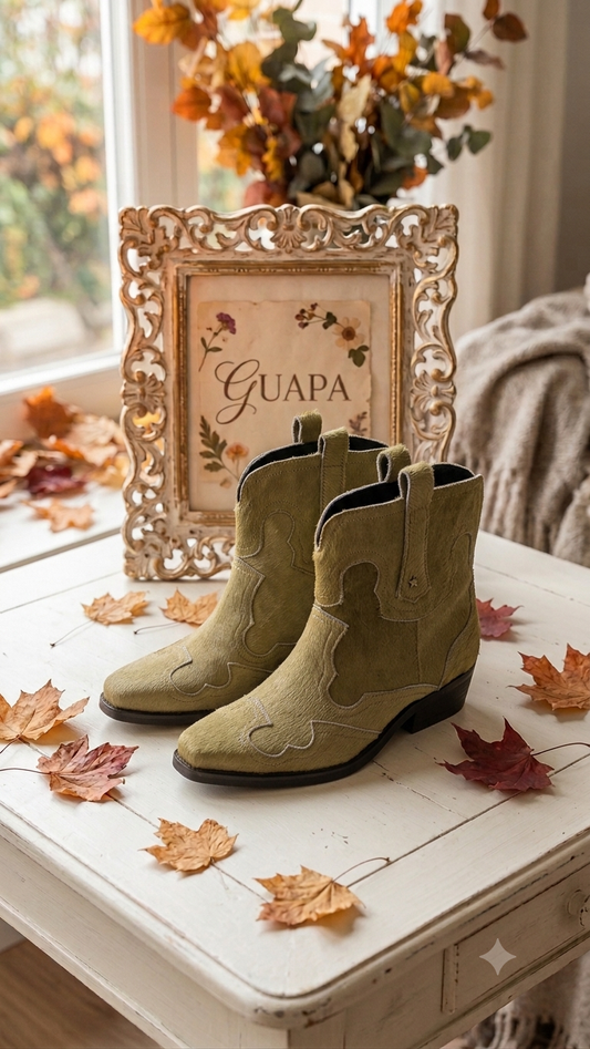 Botas Cubanas Texanas em pelo beige
